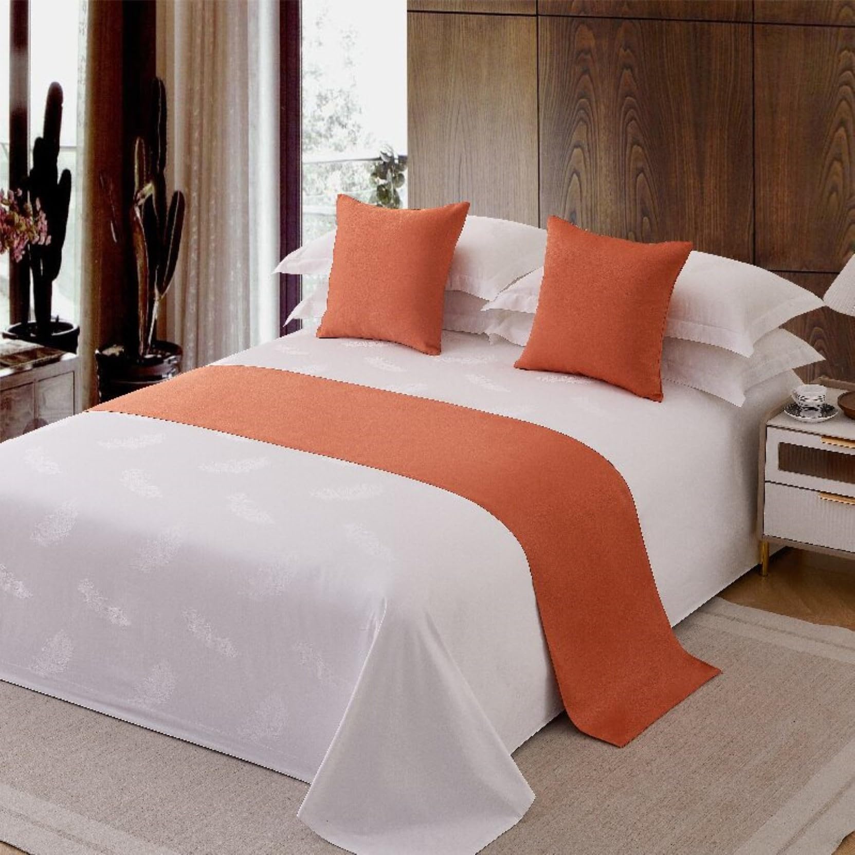 HLASMSPE Hotel Bed Runners Solid Color Bed Scarves Modern Bedding Cover Decor Bedspread Blankets Throw Protective, Red, 50x240cm bed runner for 1.8m bed — image 1