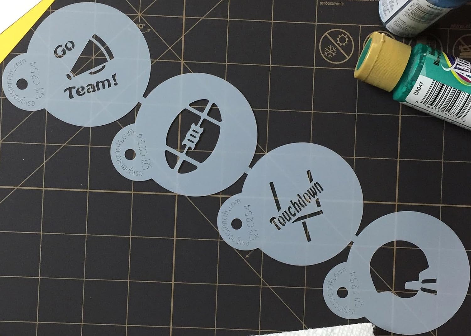 Designer Stencils Small Football Candy Stencils, Beige/semi-transparent