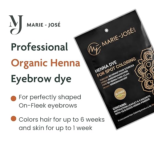 Miniatura 3 de Marie-José & Co Kit de tinte de cejas de henna tinte rubio, coloración de manchas de cejas, polvo de cejas de larga duración, a prueba de agua y