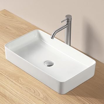 Mixing Faucet Included Large Washbasin Set Stylish Washbowl Standing Type Hand Wash Bowl Ceramic Hand Wash Bowl 24.0 x 14.0 x 4.3 inches 610 x 355 x 110 mm Rectangular