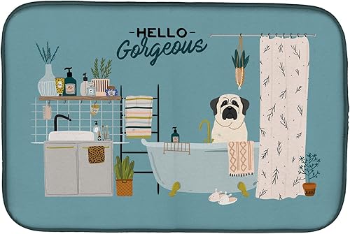 Miniatura 416 de Caroline's Treasures CK7824DDM - Tapete absorbente para secado de platos con diseño de bulldog inglés, rojo y blanco, para encimera de cocina, 14 x
