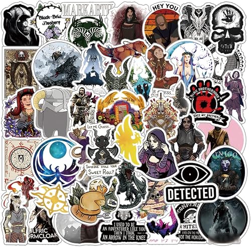 50Pcs Merchandise Stickers Pack, Cool Role -Playing Game Waterproof Vinyl Stickers Decals for Water Bottle,Skateboard,Laptop,Phone,Bumper Gifts for Adults Teens Boys Kids for Party Supply Favor