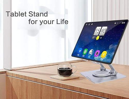 Miniatura 2 de Soporte para tablet para escritorio, soporte ajustable para tableta de escritorio, tableta plegable con base giratoria de 360 grados para iPad Pro