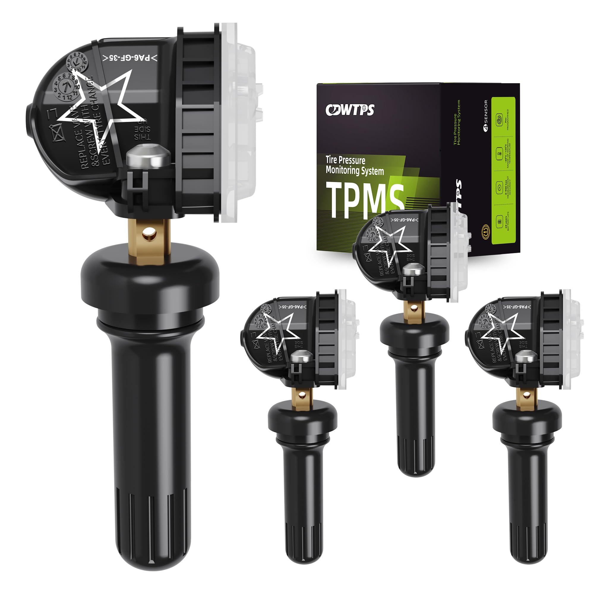 TPMS Sensor GM 4-Pack, 315MHZ Tire Pressure Monitor System for GM| GMC | Chevy | Buick | Cadillac Replace#13598771,13598772,13586335,13581558,20923680
