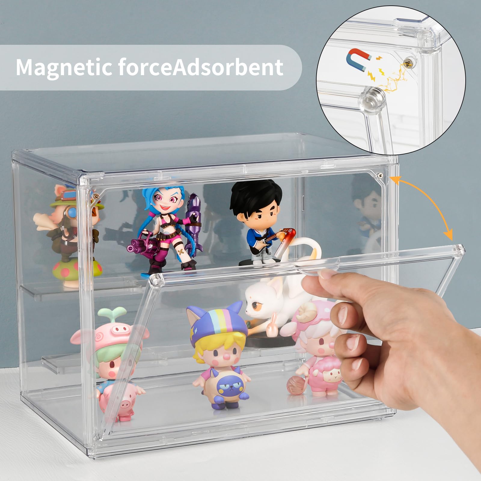 XiYee – Vitrine Transparente 36x27x22 Cm Avec Porte Magnétique – Empilable, Anti-poussière – Pour Figurines, Lego, Collection