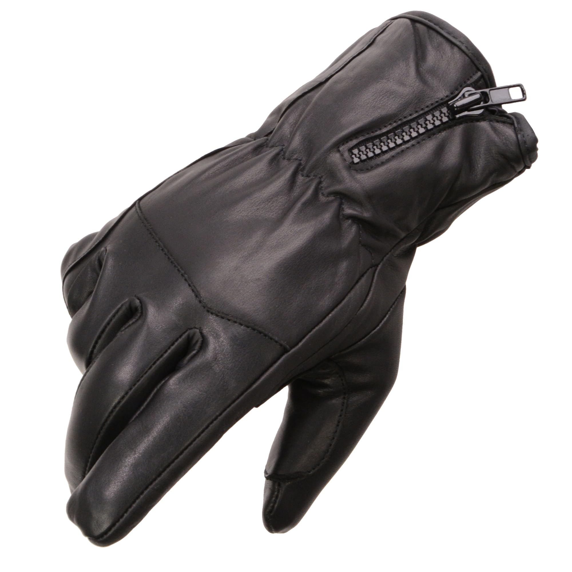 Men’s Mid-Weight Leather Thermal Insulated Lined Touring Glove Zippered Wrist (3x)
