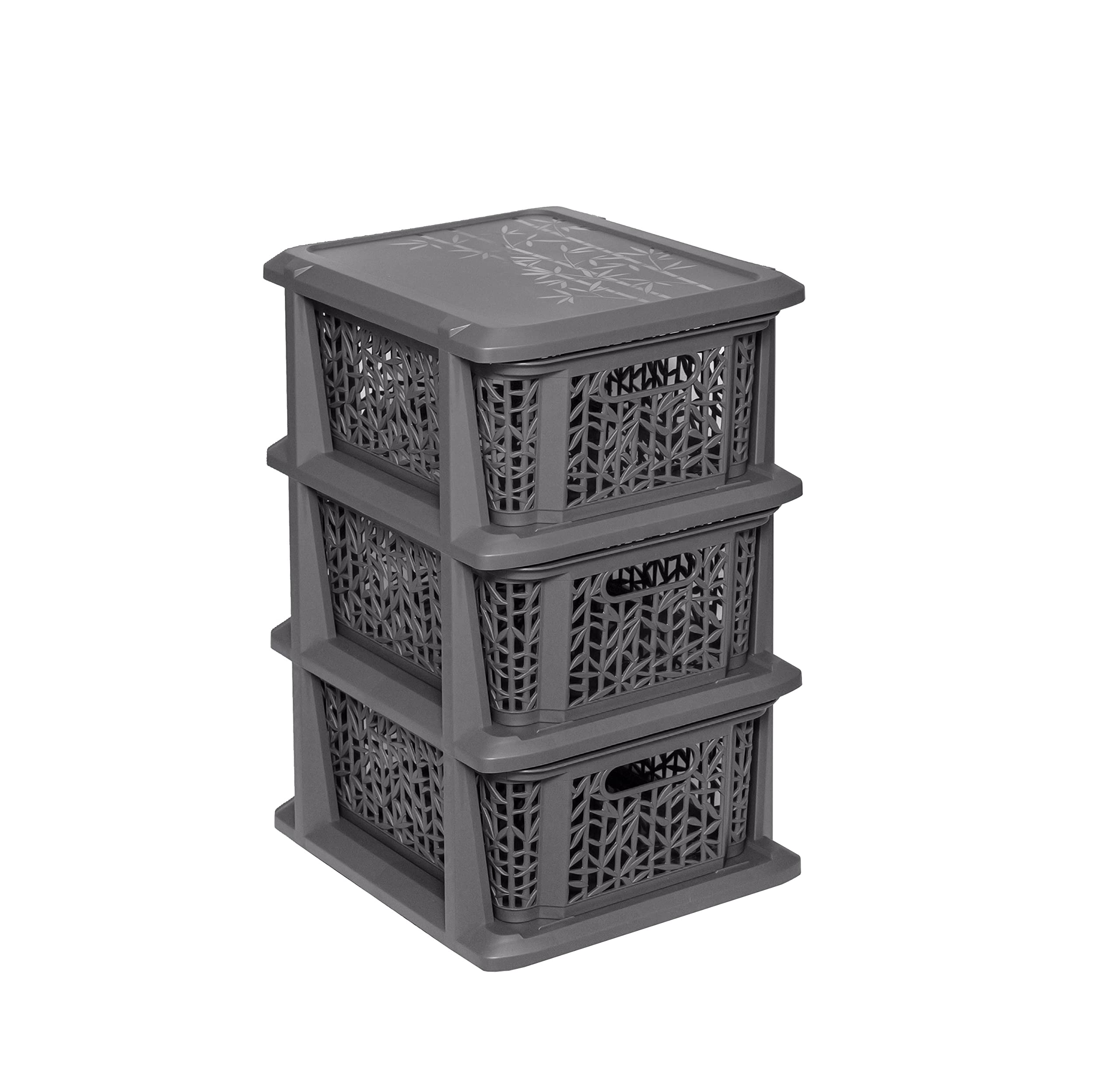 BranQ Home essential Universeel, multifunctioneel rek in bamboedesign, BPA-vrij kunststof, 5 manden, antraciet