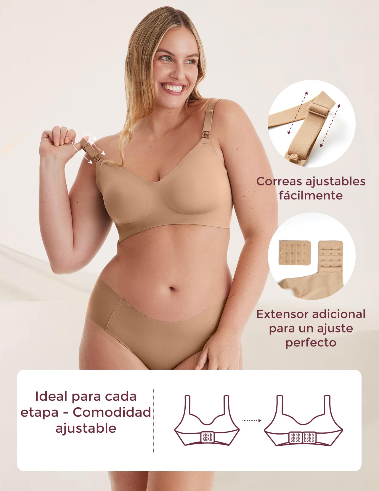 momcozy Sujetador Lactancia sin Costuras, Sujetador sin Aros y Acolchado de Forma Natural, Cómodo y Suave para Embarazo, Lactancia, Dormir y Uso Cotidiano - 5