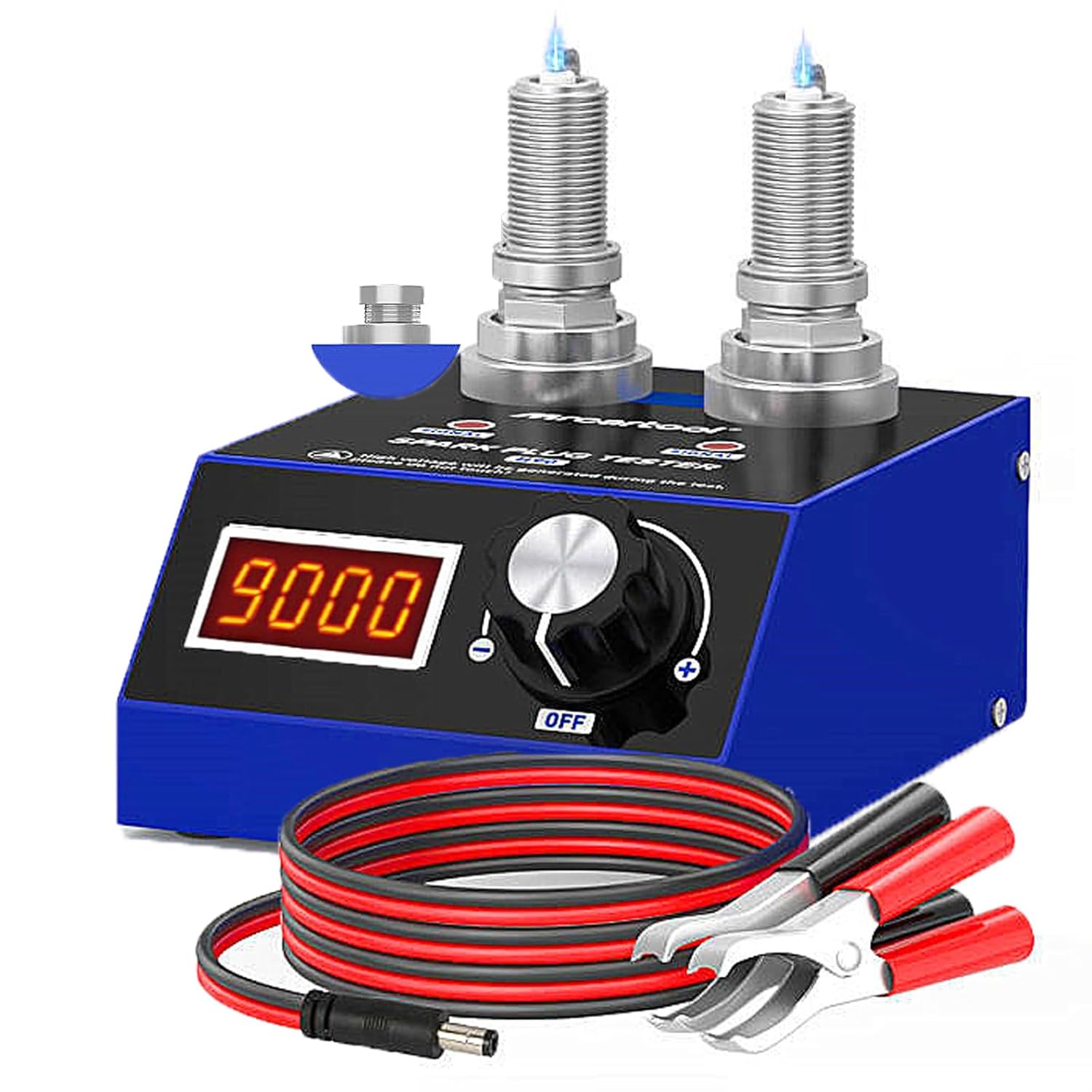 BELEY Spark Plug Tester Automotive Engine Ignition Coil Tester Dual Holes 500-9000rpm Working Frequency with LCD Display,110V/220V Car Spark Plugs Tester Tool for 12V Gasoline Vehicle.