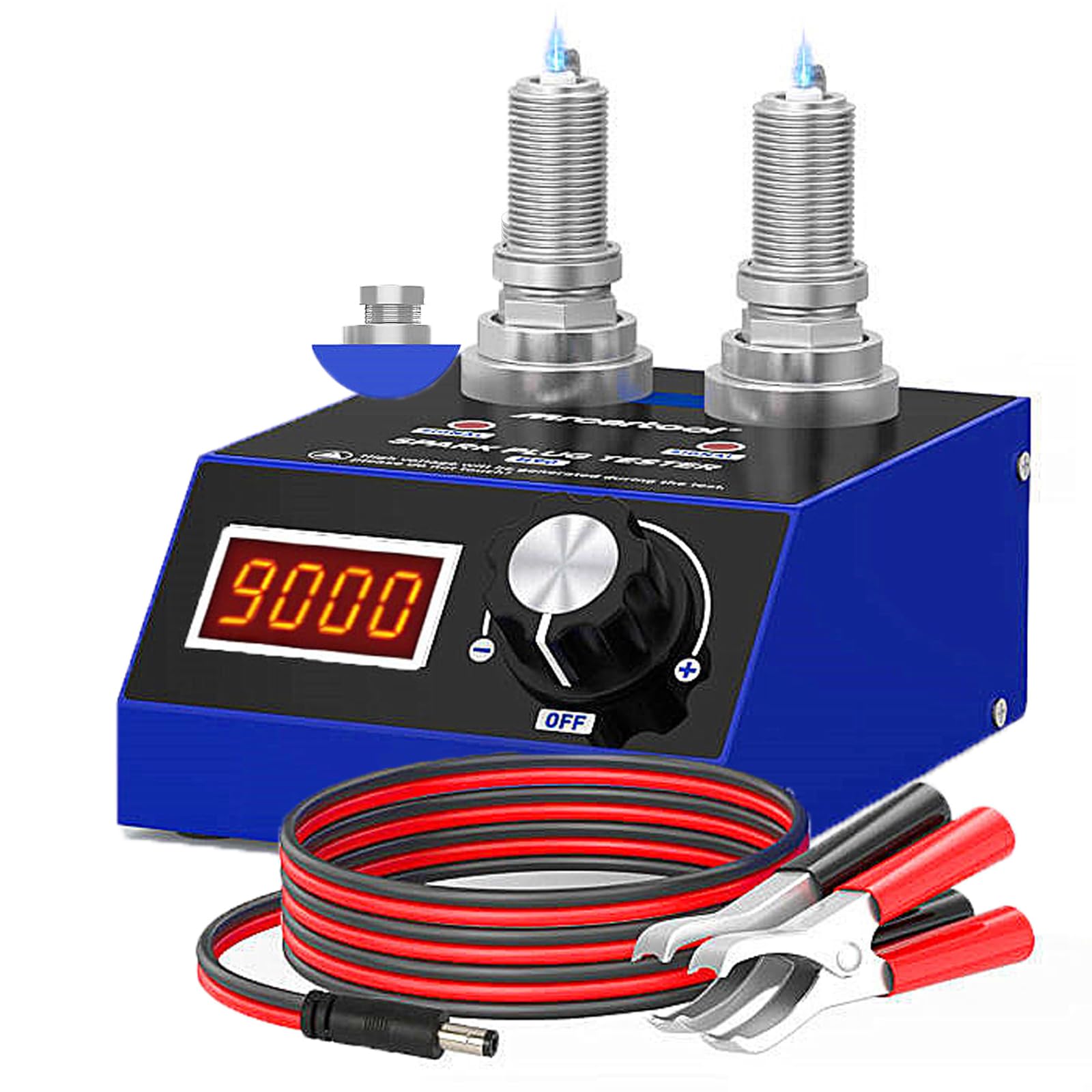 BELEY Spark Plug Tester Automotive Engine Ignition Coil Tester Dual Holes 500-9000rpm Working Frequency with LCD Display,110V/220V Car Spark Plugs Tester Tool for 12V Gasoline Vehicle.