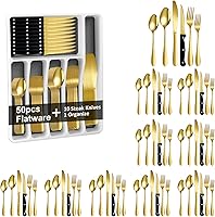 Vista 8 de 61 piezas de juego de cubiertos plateados con organizador, juego de cubiertos de acero inoxidable plateado para 10 utensilios de cocina