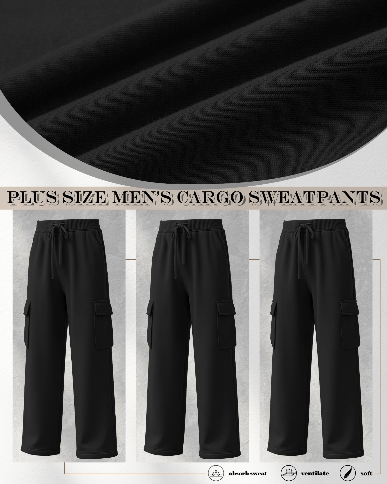 Pantalones de chándal para hombre, con bolsillos abiertos y cordón de ajuste (3 unidades)