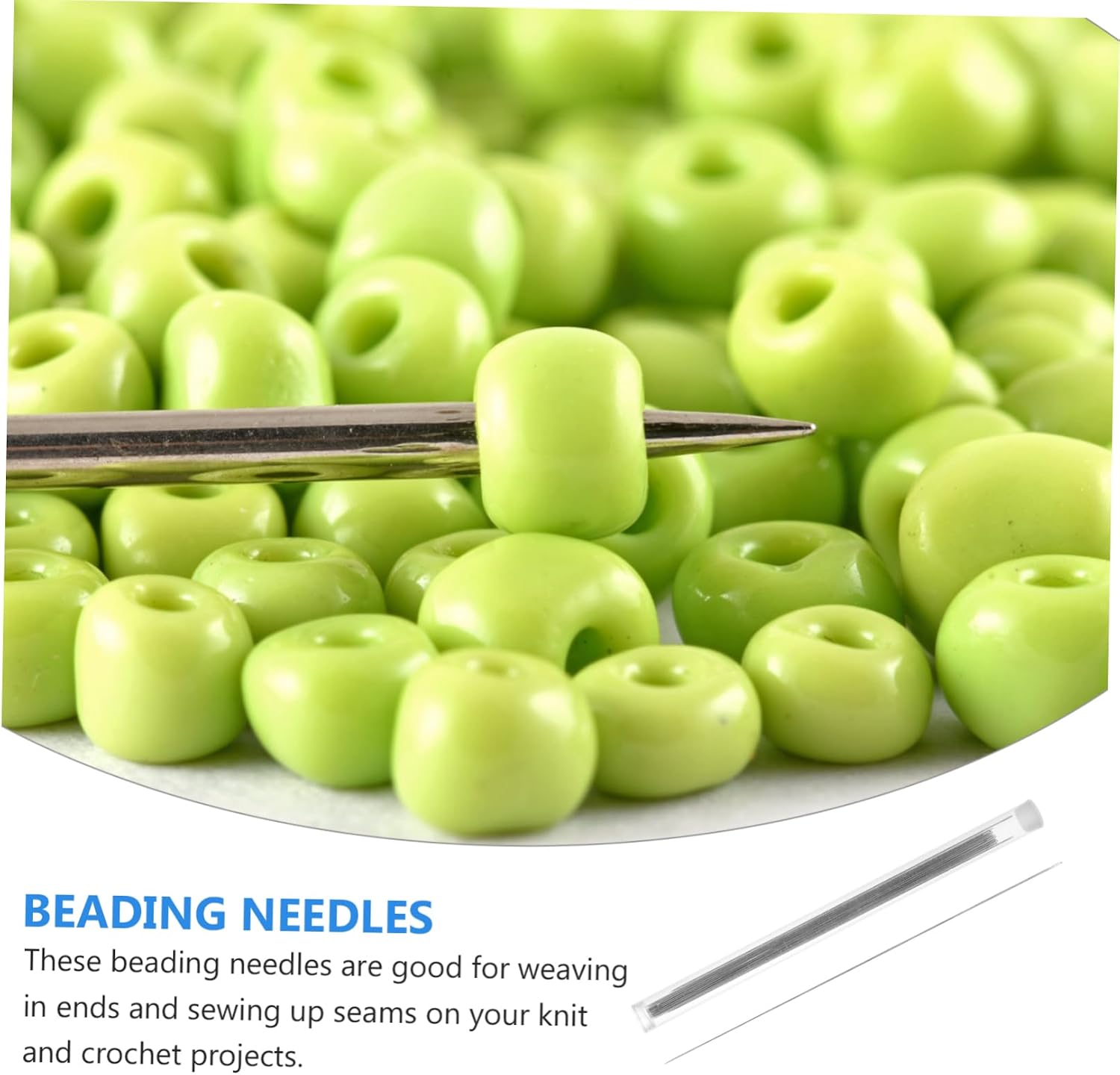 IWOWHERO 20pcs Beading Needles for Jewelry Making Corrosion Resistant Hand Sewing Needles with Storage Barrel for Crafts Knitting and Embroidery