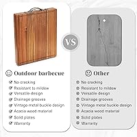 Vista 8 de Double Side Acacia Wood Serving Tray, Serving Platters and Trays, Charcuterie Boards Wooden Tray with Vintage Metal Handles, Wooden Cutting Boards