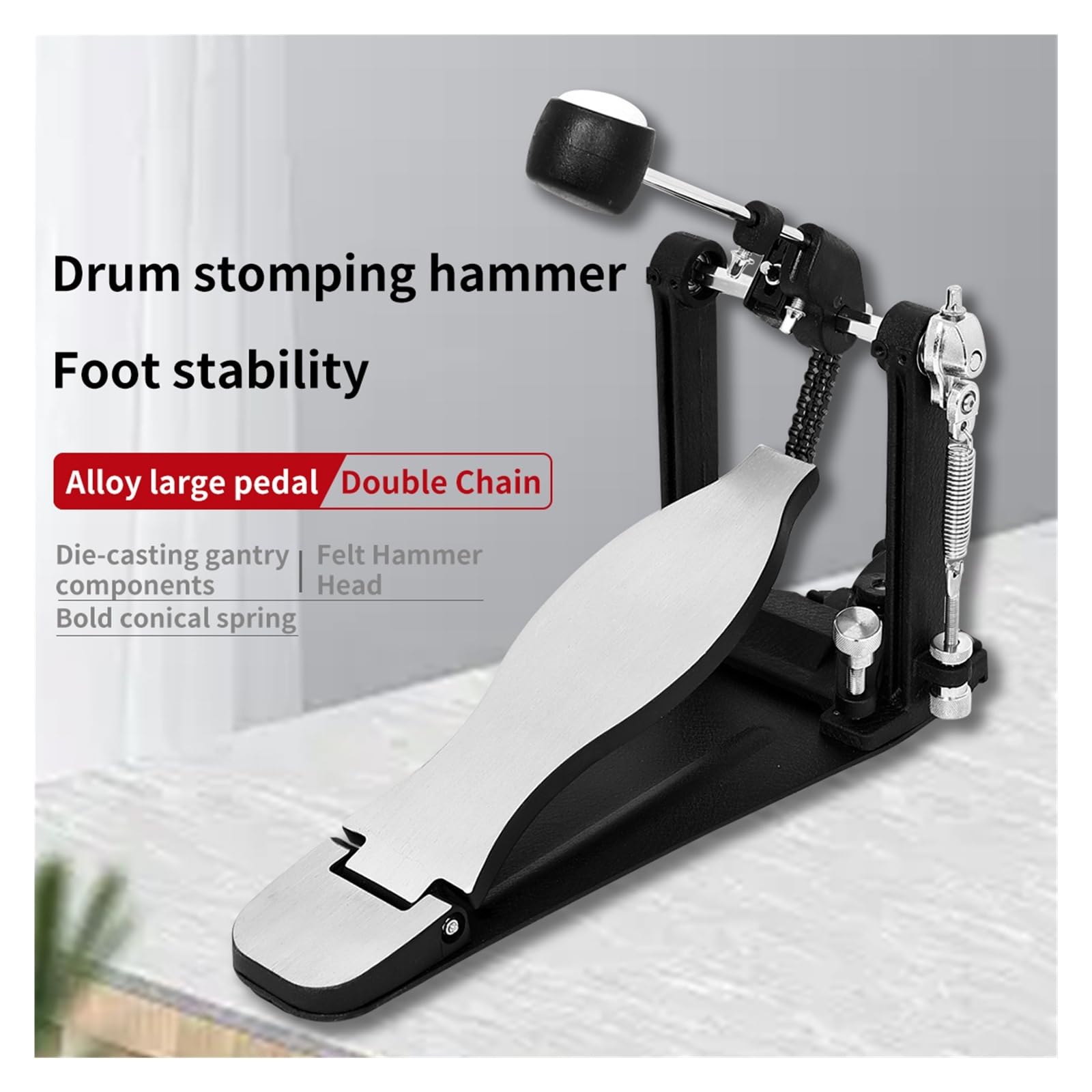 MD167 Pedale portatile a catena antiscivolo in lega di alluminio doppio tamburo for batteria elettronica strumento a percussione