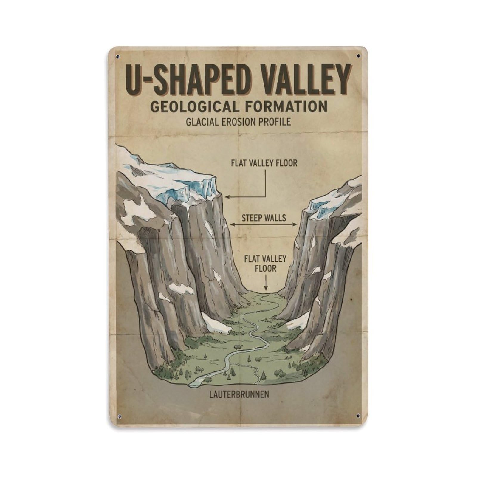 Gead 8X12inch Style Vintage Travel Switzerland Glacial Valley Metal Tin Sign