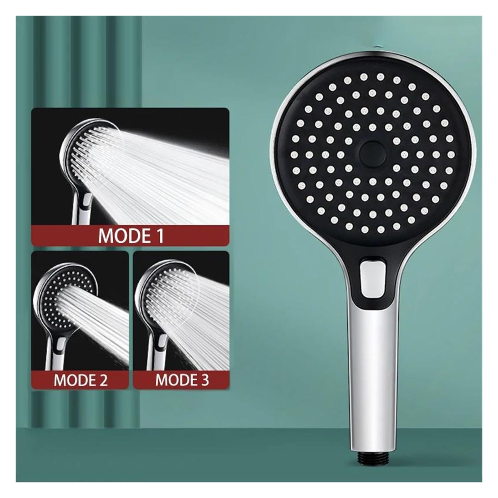 Ugello per rubinetto doccia a pioggia con soffione grande da 13 cm, 3 modalità, pressione regolabile, risparmio idrico(Grey)