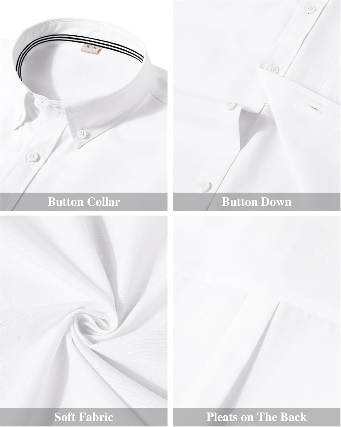 J.VER Boy's Long Sleeve Oxford Dress Shirts Solid Casual Button Down Collar Shirt Kids Formal Uniform Tops - Image 5