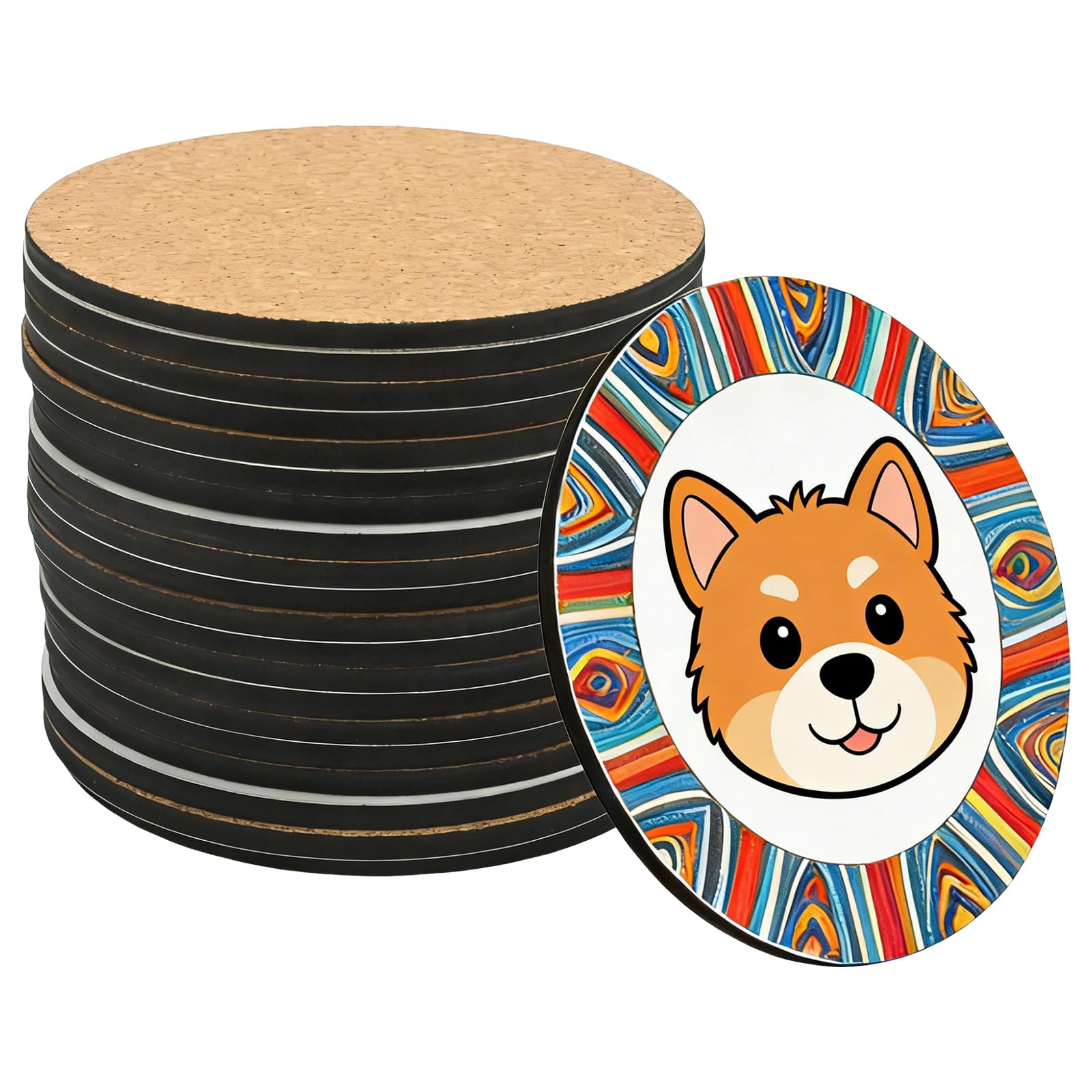 MospdyGear 20 PCS Blank MDF Coasters with Cork Backing, 4x4 Inch Round Coasters for DIY Crafts and Home Decor, Ideal for Art Projects and Personal Gifts
