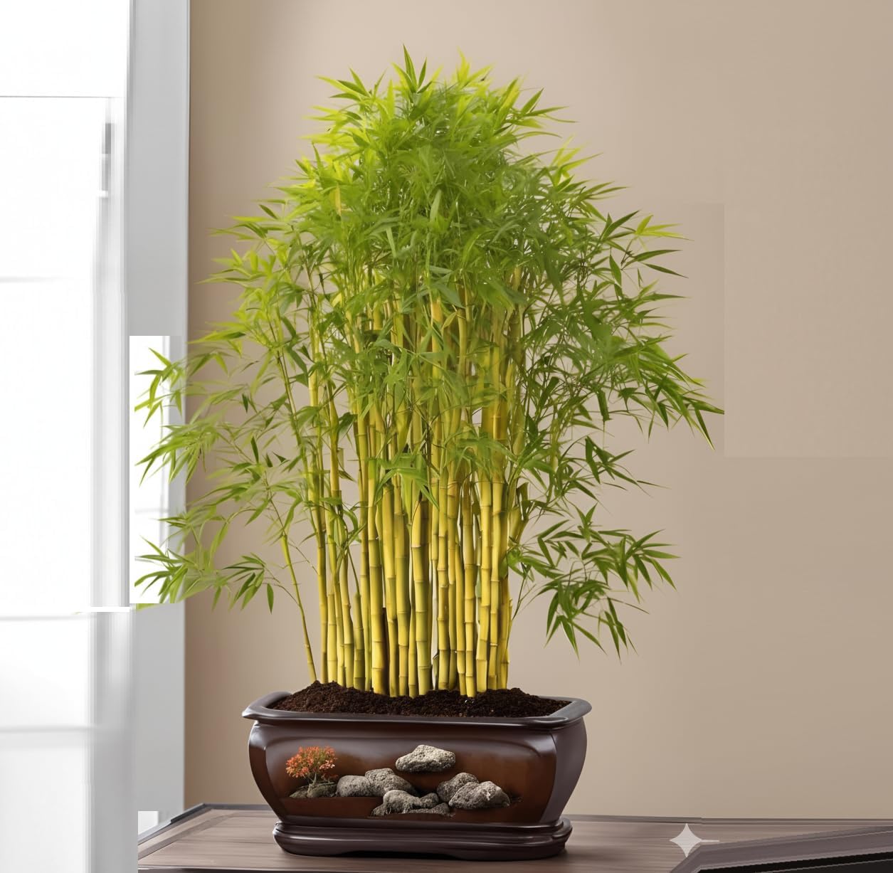 Yellow Chinese Bamboo Live Plant Lucky Bamboo Feng Shui Indoor Plant for Home & Office Décor Bring Good Luck, Positive Energy, Easy-Care Bushy House plant Your Table Forest-image-12