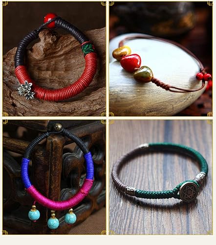 Miniatura 6 de Cordón encerado de 0.039 in y 175 yardas para la fabricación de joyas, hilo de cuentas de poliéster negro para trenzar pulseras y collares,