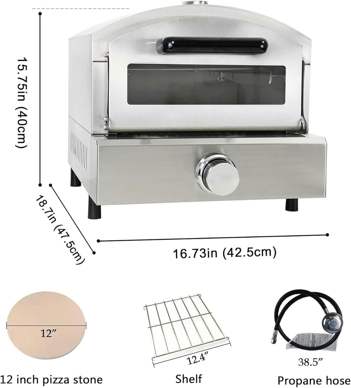 12 Inch Commercial Electric Pizza Oven, 1800W Portable Outdoor Pizza Oven, Built-in Thermometer, Home Single/Double Pizza Drawer Toaster Oven, Restaurant