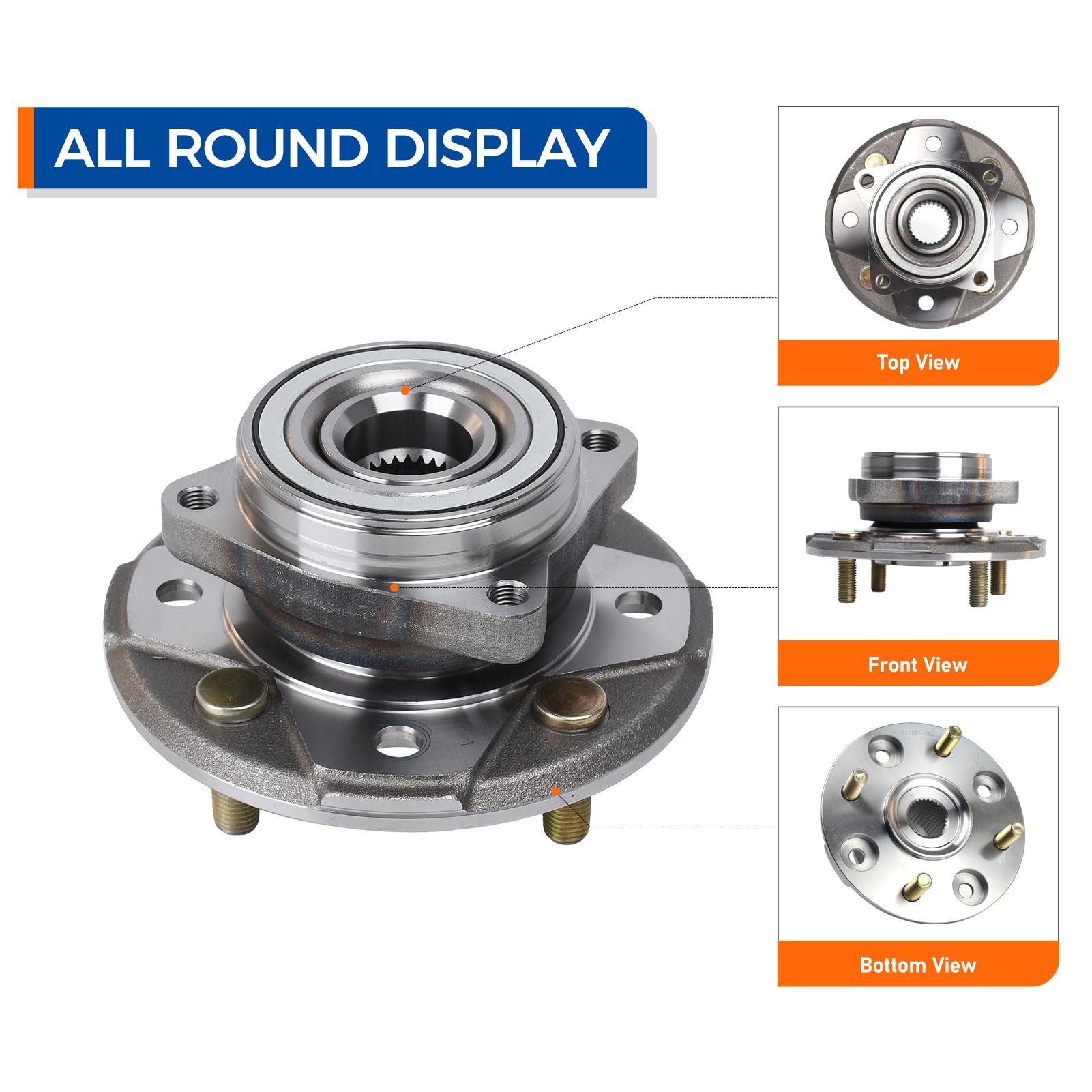 Autoround Front Wheel Hub & Bearing Assembly (513098) | Pair Of 2 | Fits Honda Accord 1990-1997 & Acura CL 1997 2.2L
