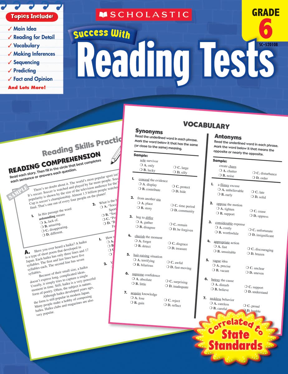 Reading Tests, Grade 6 (Scholastic Success with Workbooks: Tests Reading)