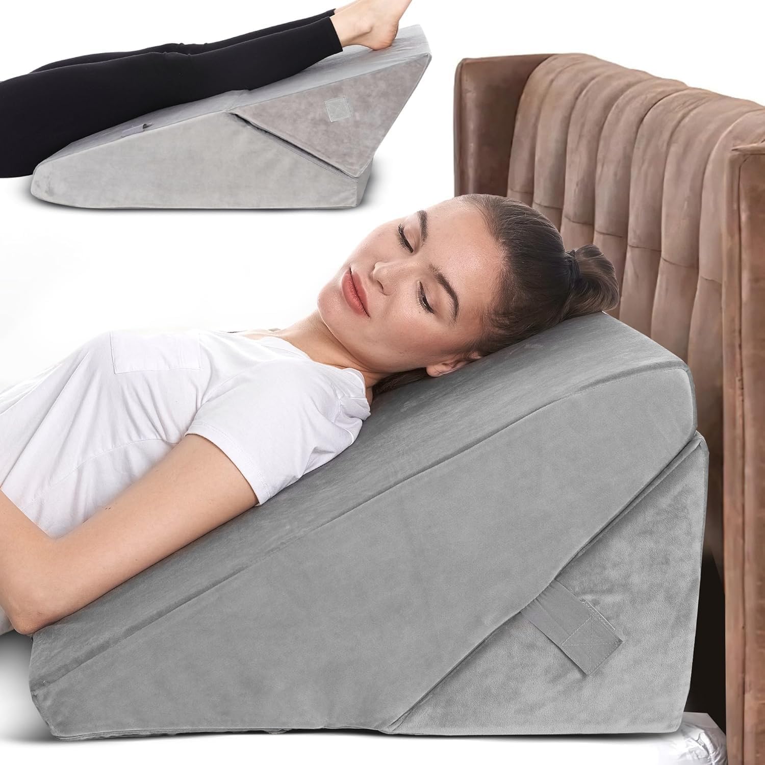 AllSett Health Adjustable Bed Wedge Pillow for Sleep Apnea, 7 in 1 Body Positioner Bed Wedge Pillow for Sleeping, Acid Reflux Pillow, GERD, Anti Snore Sleep Apnea Pillow, Heartburn