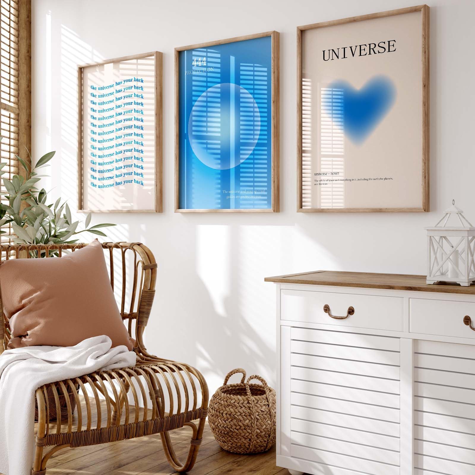 Blue Aura Wall Art 444 Angel Number Poster Blue Gradient Aura Gradient Print Angel Number Aura Heart Poster Blue Circle Affirmation Artwork Blue Aesthetic Pictures for Living Room 16x24inchx3 No Frame