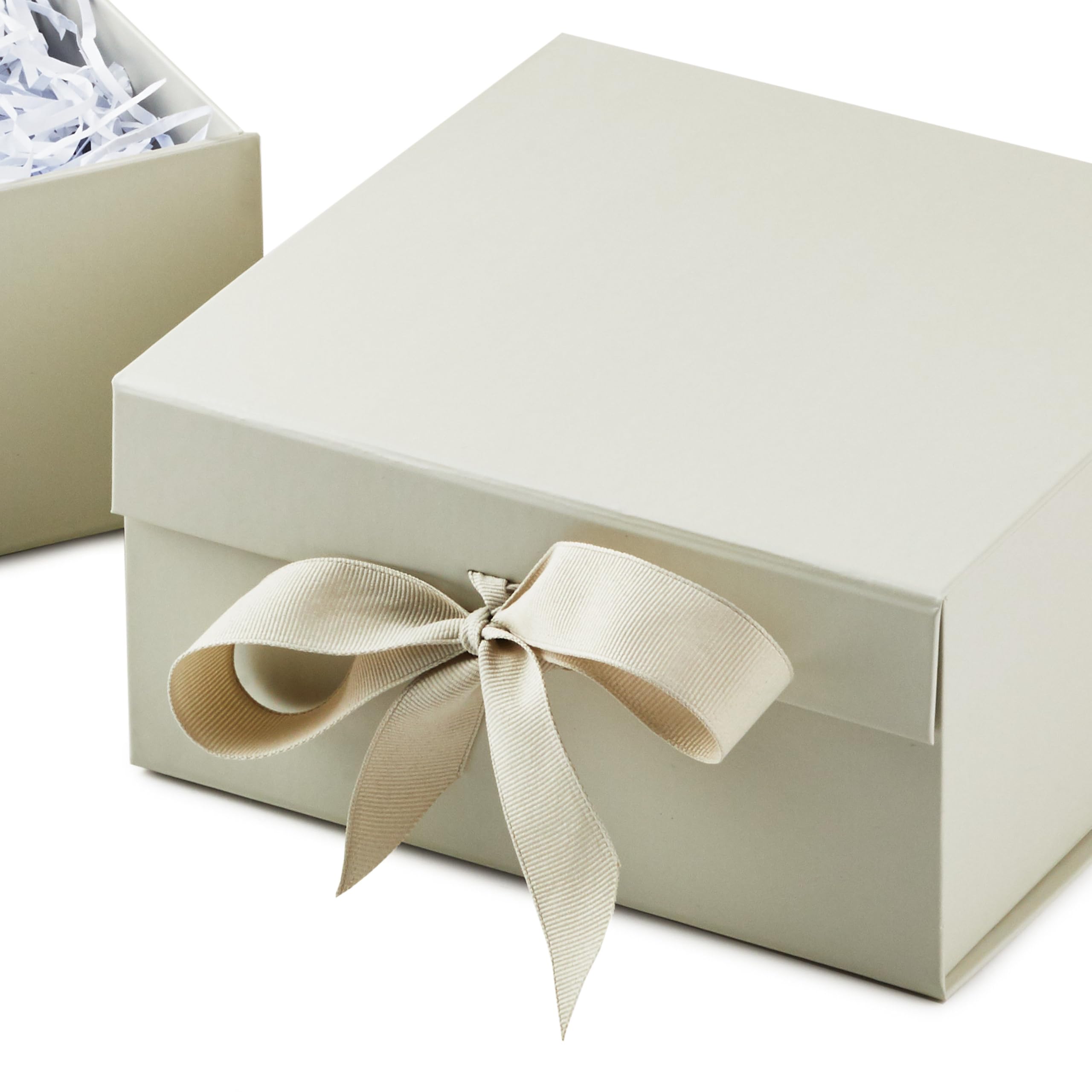 Hallmark Faltbare Geschenkbox Bundle (2 passende Boxen mit Band: perlweiß) für Hochzeiten, Brautjungferngeschenke, Brautpartys, Abschlussfeiern
