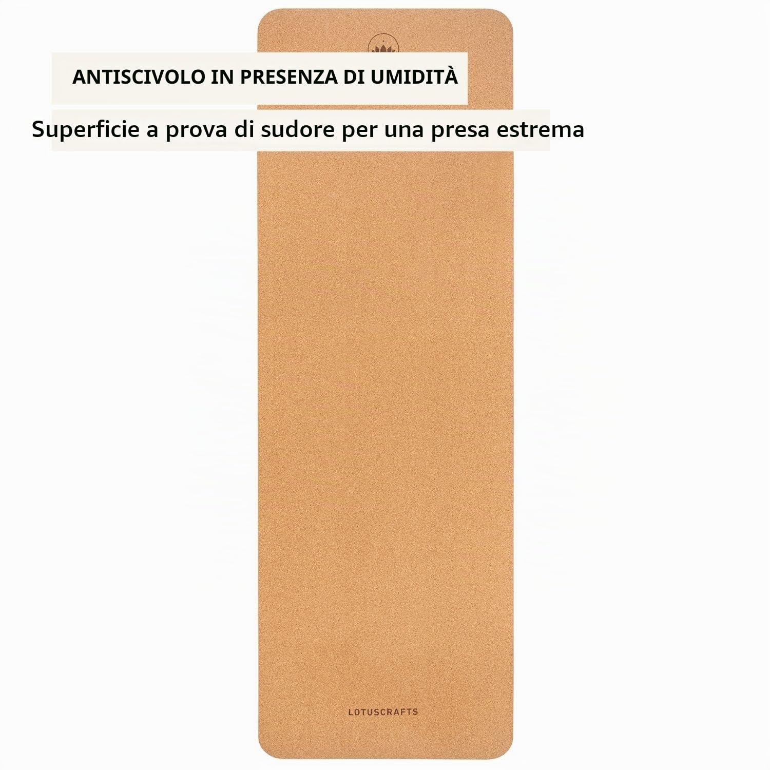 LOTUSCRAFTS Tappetino yoga in sughero e gomma naturale, modello Arise Cork, naturale e antiscivolo, tappetino yoga ideale per Hot Yoga, Yin Yoga, Hatha