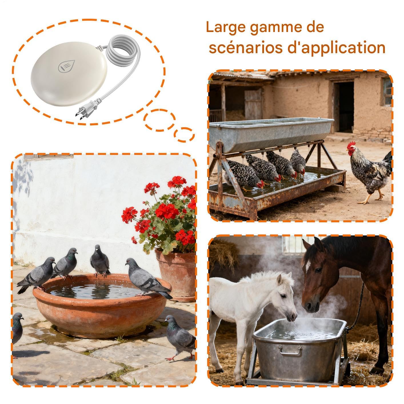 Générique Chauffe-Eau pour Bain d'oiseaux,Chauffage pour Bassin À Oiseaux,Dégivreur Intelligent pour Étang | pour Étang Fontaine Jardin Pelouse Patio Arrière-Cour Poulailler Bétail