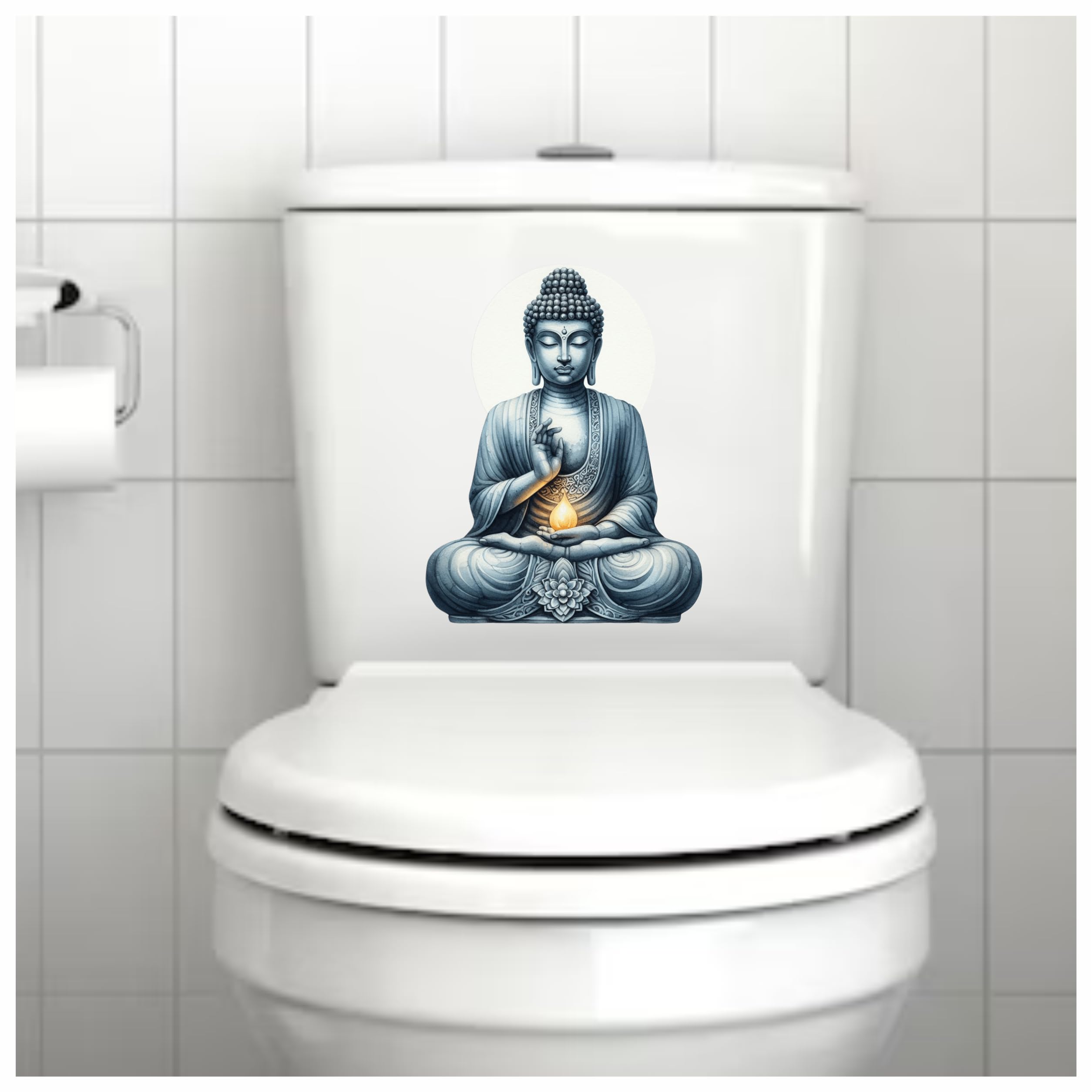 x4 Buddha Statue Vinyl Stickers Cover Marks Non Transparent Waterproof Art Decals 1@ 20cm Tall Ideal for Toilets Toilet Seats or car. 3@ 7cm Tall Ideal for Phone case Cups & Wine Glass (Buddha) - Image 3