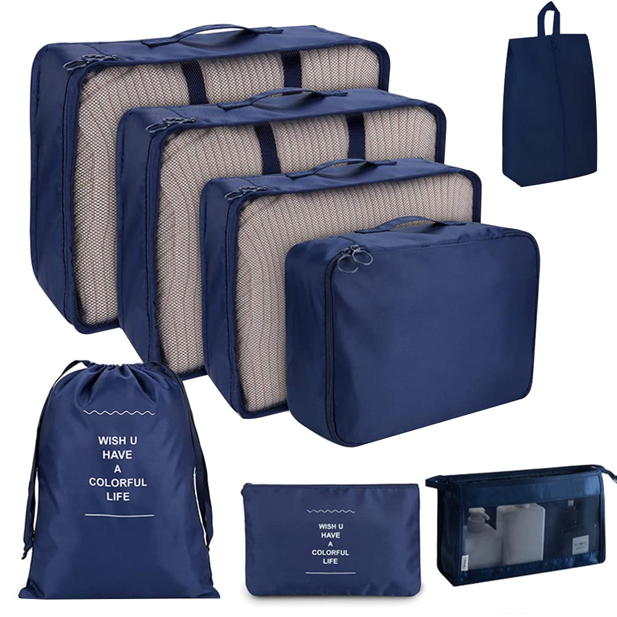 Cabilock 8 Pezzi Set Valigie Pratici Organizzatori di Lavanderia Viaggio di Stoccaggio Uso Trasportare Smistamento Valigia Scarpe Ing Età Cosmetici Borsa Sacchetto Kit Organizzazione