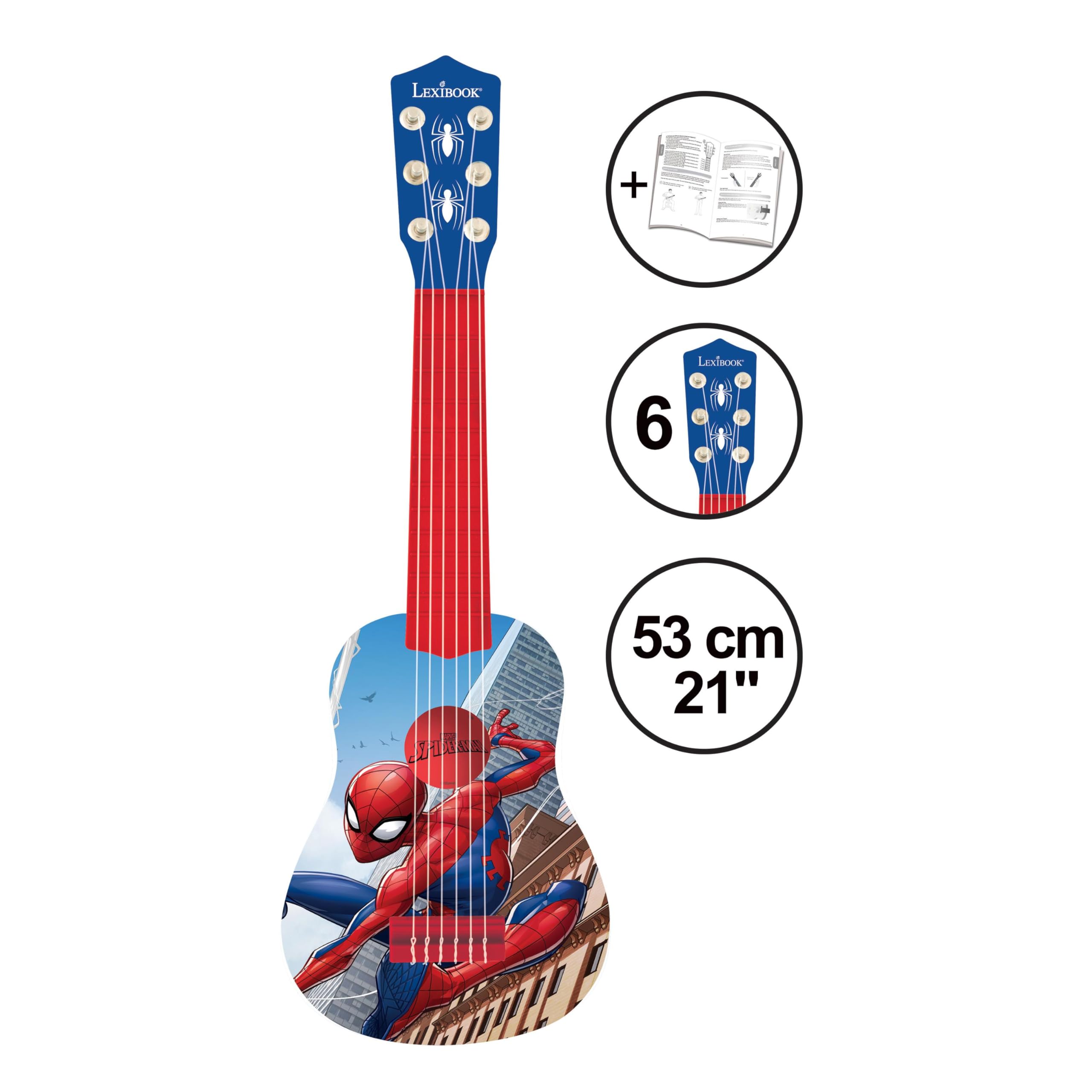 Lexibook, Spider-Man, My First Guitar for children 6 nylon strings, 21" long, guide included, blue/red, K200SPLXB - Image 2
