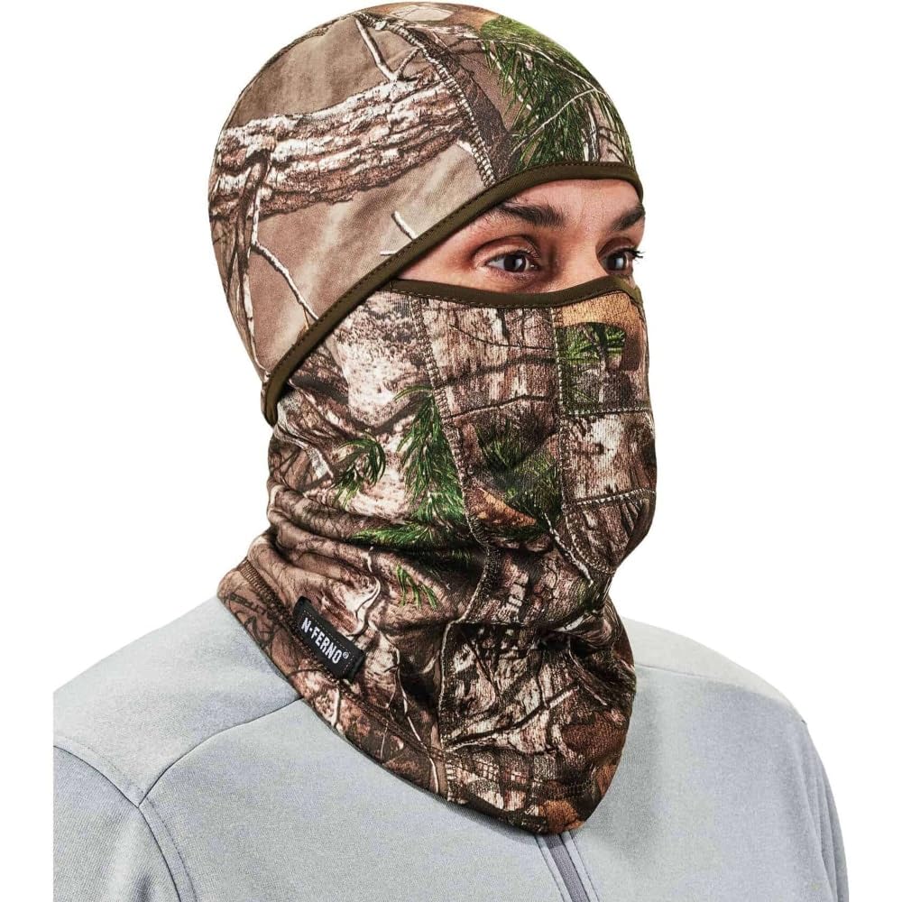 Ergodyne - 16833 N-Ferno 6823 Sturmhaube, Skimaske, windabweisende Camouflage-Gesichtsmaske, aufklappbares Design zum Tragen als Halstuch, Realtree Camouflage, Einheitsgröße