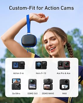 Telesin Osmo Action 6/5 Pro/4, HERO13/12/11/10/9, Ace Pro/Ace Pro 2 Uyumlu Mini Koruma Çantası, Mini Aksiyon Kamera Taşıma Çantası
