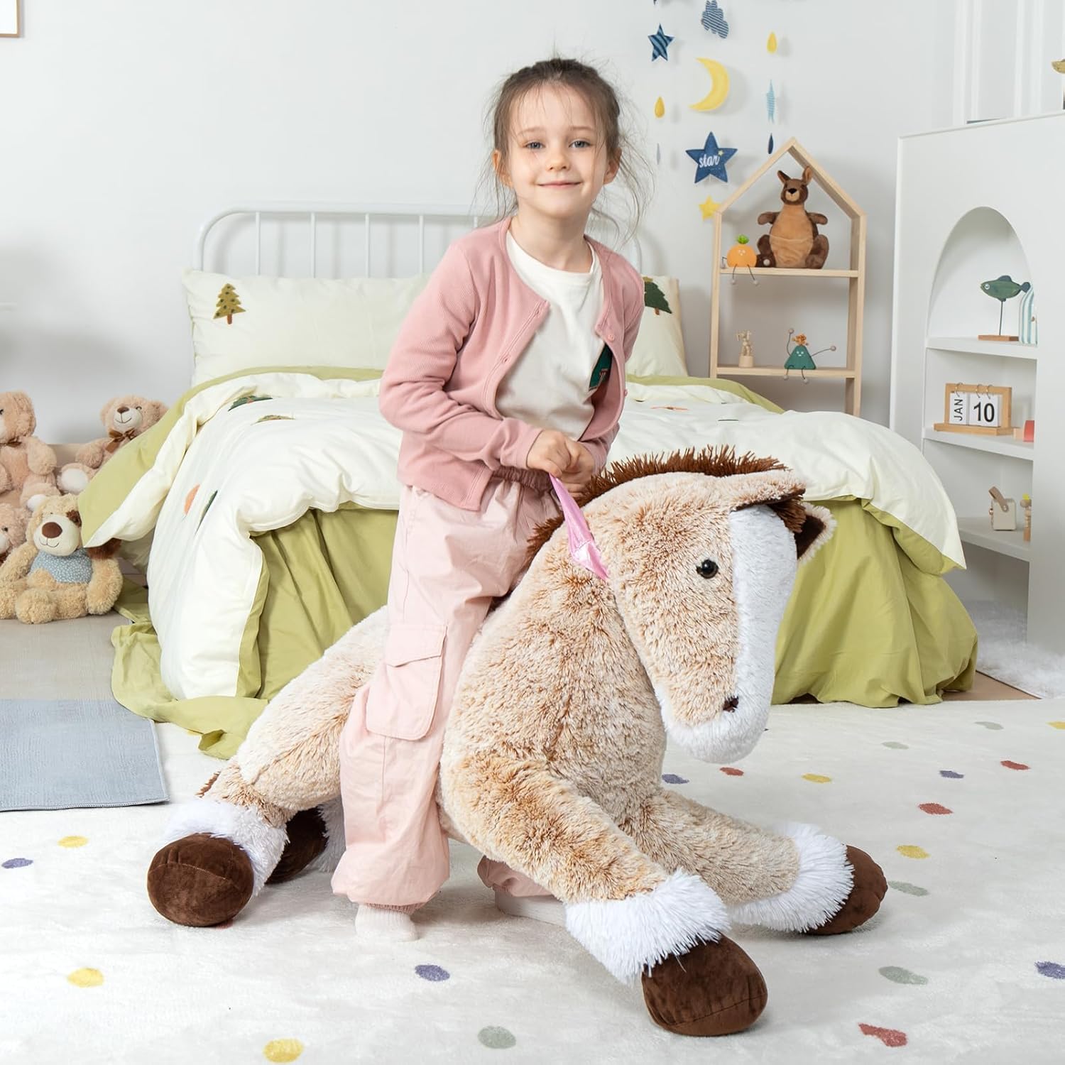 MaoGoLan Giant Horse Stuffed Animal, Large Horse Plush Toy for Girl Kid Boy, Realistic Stuffed Pony Plush Pillow for Mother's Day Birthday Gift Baby Shower Party Favor Decor, 47 inches, Brown