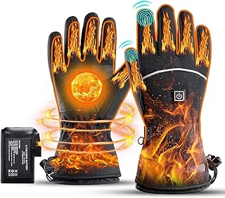 Rechargeable Heated Winter Gloves, 3 Temperature Settings, Waterproof, Black