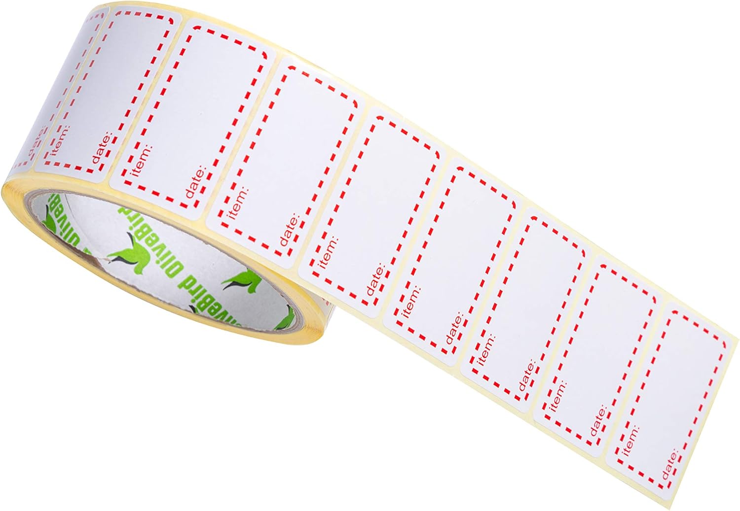 500 x Freezer Labels On Roll, Size 2 x 1 Inch, White and Red Date Labels for Food Self Adhesive