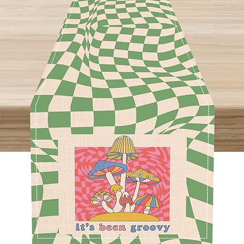 Miniatura 17 de Camino de mesa floral retro de los años 70, retro, vintage, floral, hippie, funky, años 70, 60, abstracto, rosa, estético, moderno, casa de campo,