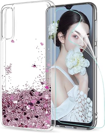 LeYi Compatible con Funda Samsung Galaxy A50 Silicona Purpurina Carcasa con HD Protectores de Pantalla Transparente Cristal Bumper Telefono Gel TPU Fundas Case Cover para Movil A50 ZX Oro Rosa LeYi Compatible con Funda Samsung Galaxy A50 Silicona Purpurina Carcasa con HD Protectores de Pantalla Transparente Cristal Bumper Telefono Gel TPU Fundas Case Cover para Movil A50 ZX Oro Rosa