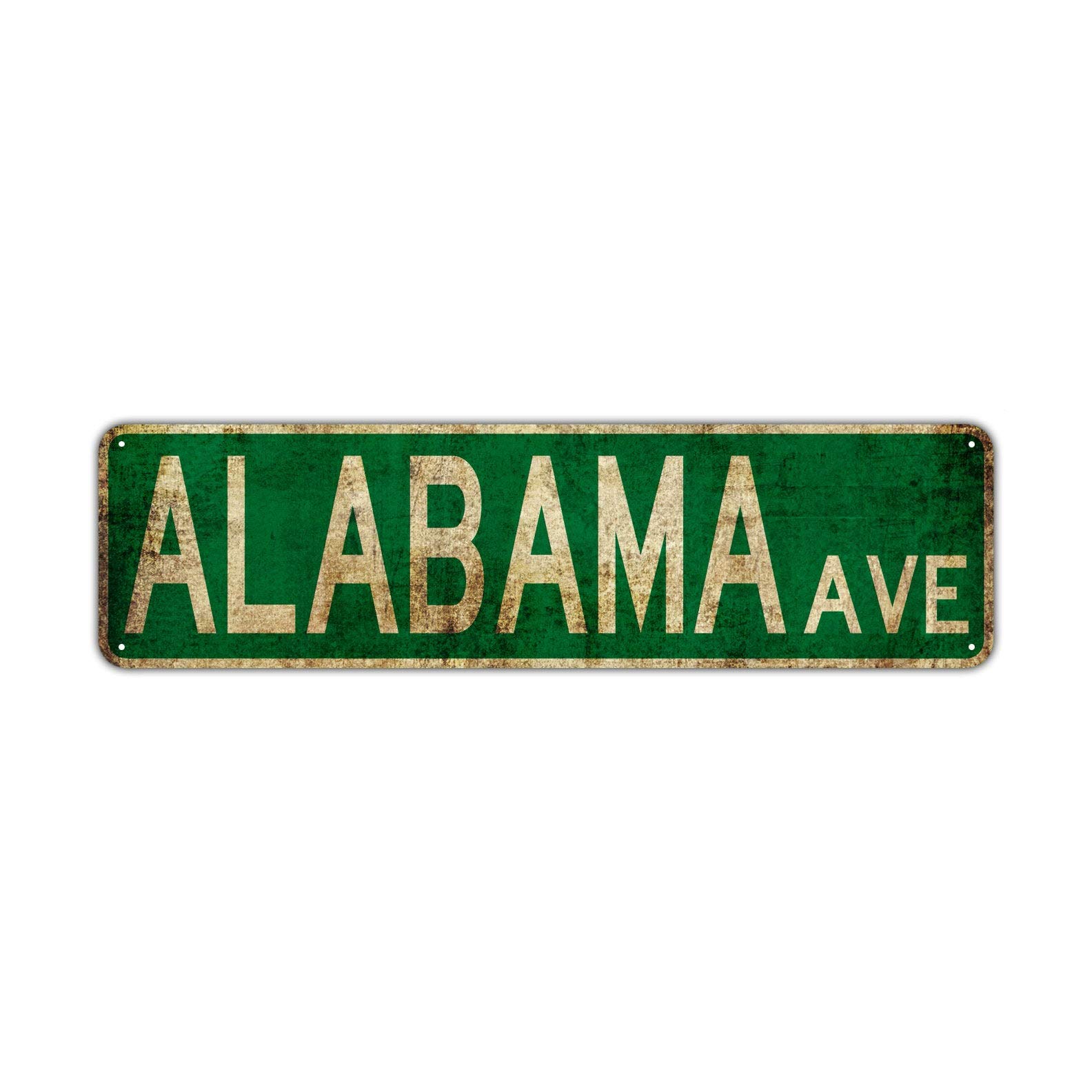 HOUVSSEN Alabama AVE Street Sign Rustic Vintage Retro Metal Decor Wall Shop Man Cave Bar Fun Metal Sign Vintage Plaque Handicraft Best Gift Metal Tin Sign, 8x12inch