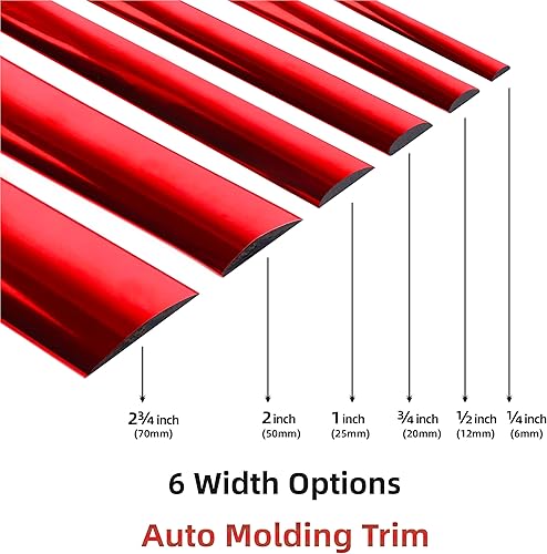 Miniatura 8 de Cromo rojo - Tira decorativa autoadhesiva para exteriores e interiores, moldura universal para salpicaderos, parachoques de ventana, puerta lateral,