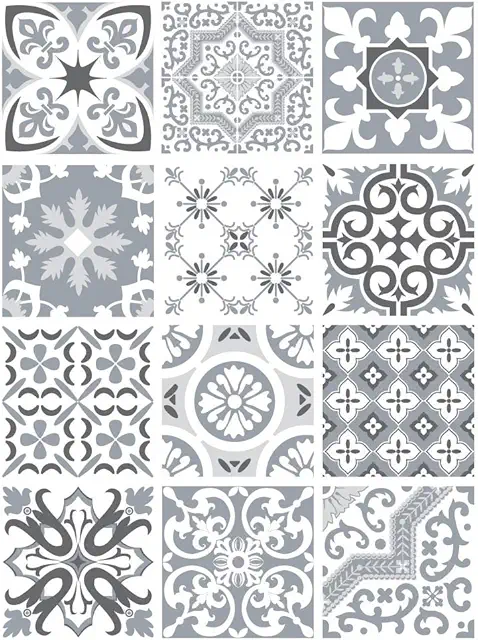 Stickers Carreaux de Ciment Autocollants - 12 Planches 10x10 cm - GREYPASTELMONKEY