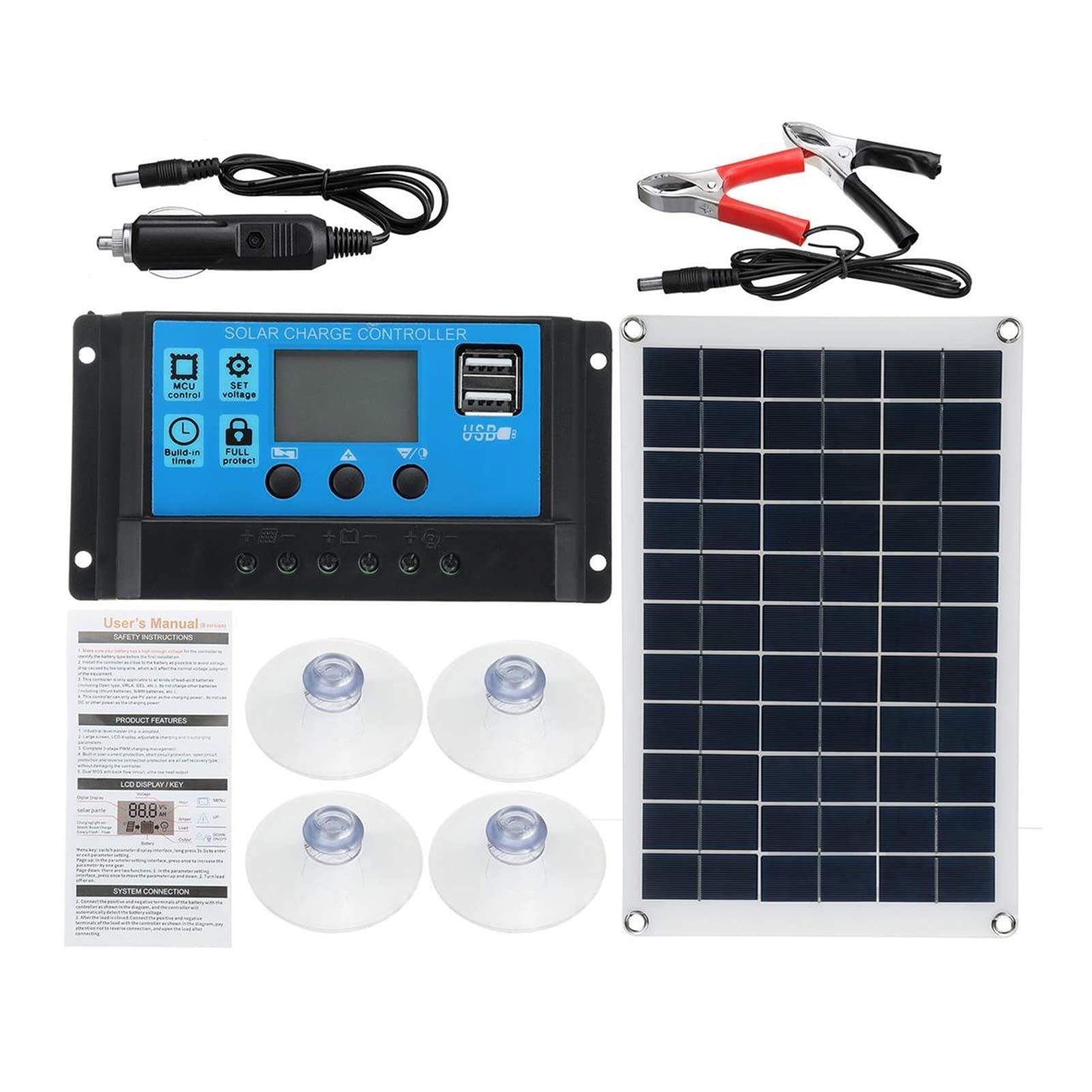 Zestaw panelu słonecznego 100W kompletny 1 2V USB Z kontrolerem 100A ogniw słonecznych do jachtu z kapitanem samochodu RV Ładowarka baterii telefonu Moblie(With 100A Controller)