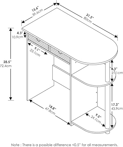Miniatura 3 de Furinno Go Green Home - Escritorio para computadora o portátil con 2 cajones de gaveta hayamarfilblanco
