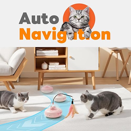Miniatura 2 de Li&Zhao - Juguete de interactividad para gatos, juguete automático de plumas láser, juguete eléctrico recargable 2 en 1 para gatos adultos y gatitos