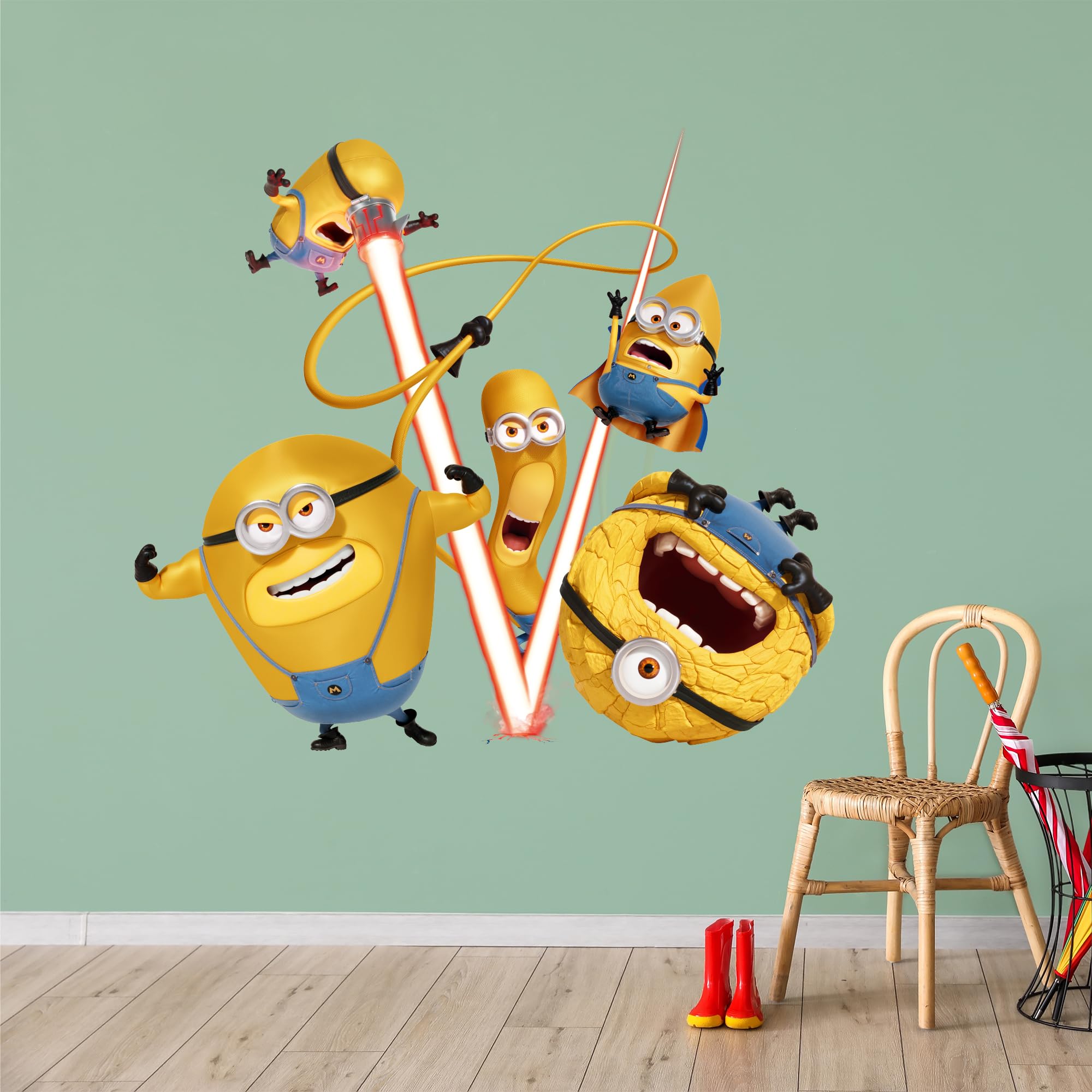 Themed Yellow Despicable Me 4 - Mega Minions Group Wall Sticker (60Cm Width X 35Cm Height)